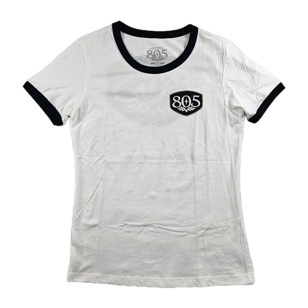 805 Brewery Ringer T Shirt Womens Large 100% Cotton Graphic Punk Skater Grunge